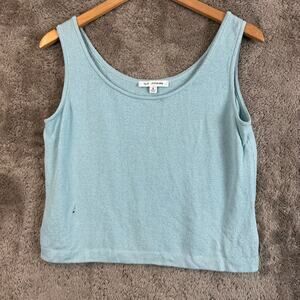 St. John Santana Knit Shell Top Blue Sleeveless Sweater Tank S Small READ